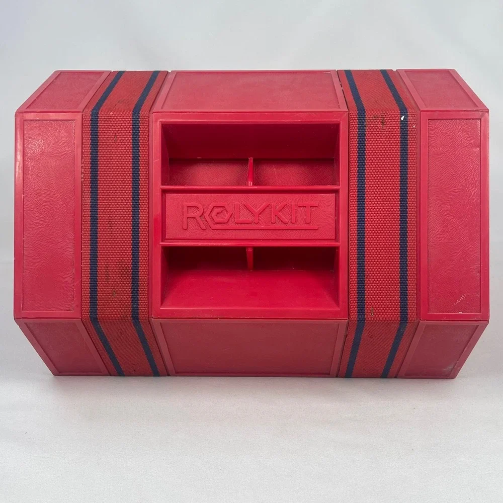 Vintage Rolykit S-11 Red Hexagonal Rolling Storage Organizer Dutch Design Box